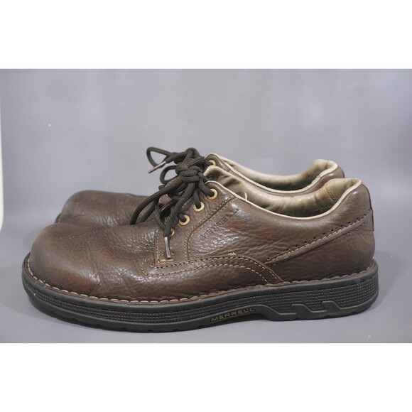 Merrell World Rambler Stollen Shoes Mens Sz 12 Brown Leather Lace Up J45127